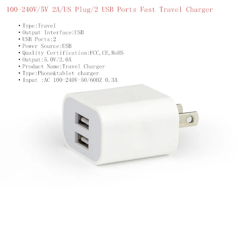 США Plug 5 V 2A 2USB выход, зарядное устройство для телефона для путешествий адаптер совместимый страна США Япония Канада Бразилия и т. д