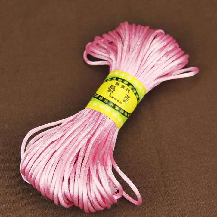 25 цветов, 20 метров/рулон, китайский узел, бисероплетение, ювелирная нить, шнуры, 2 мм, сутажная веревка для DIY браслетов, аксессуары для изготовления ювелирных изделий - Цвет: light pink