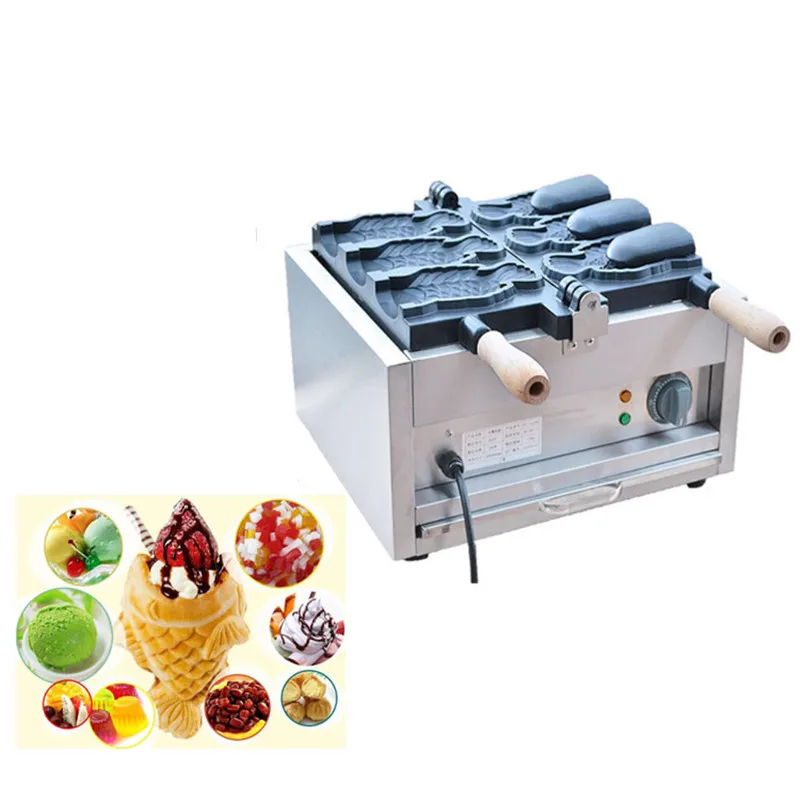 BEIJAMEI Commercial Ice Cream Taiyaki Machine/Big Fish Shaped Cake Mould/Open Mouth Taiyaki Maker 3 pcs BEIJAMEI Commercial Ice Cream Taiyaki Machine/Big Fish Shaped Cake Mould/Open Mouth Taiyaki Maker 3 pcs