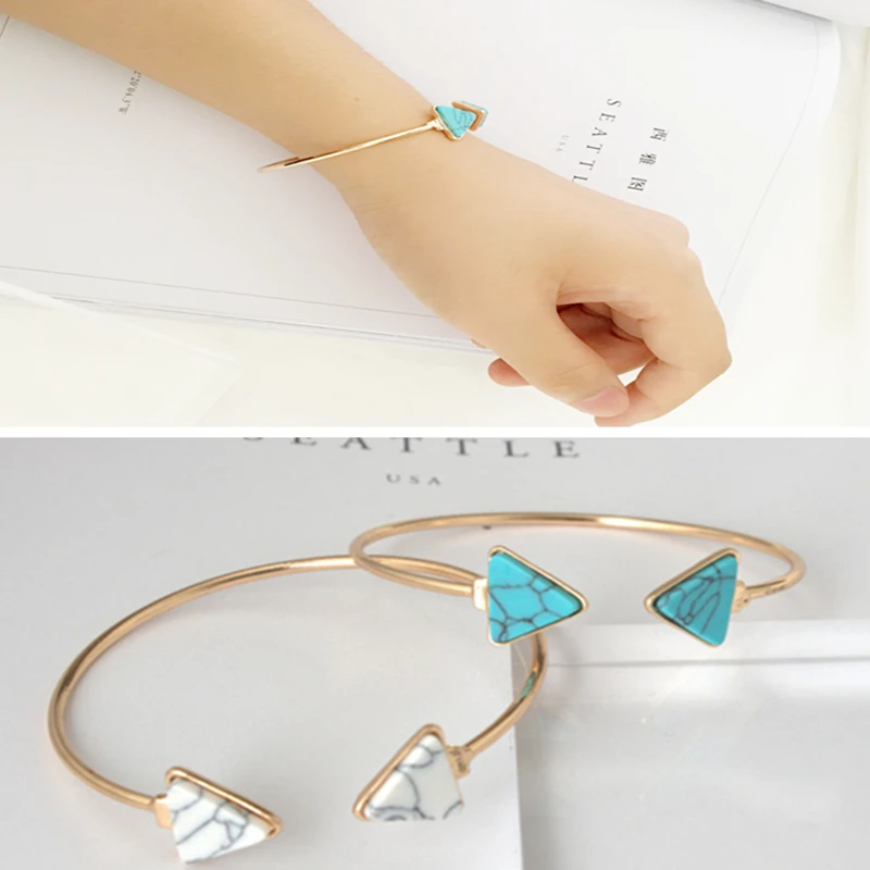 

Hot Sales Bracelets Bangles Jewelry Marble Style Triangle Pulseiras Stainless Steel Bangles For Women Fashion Accessories