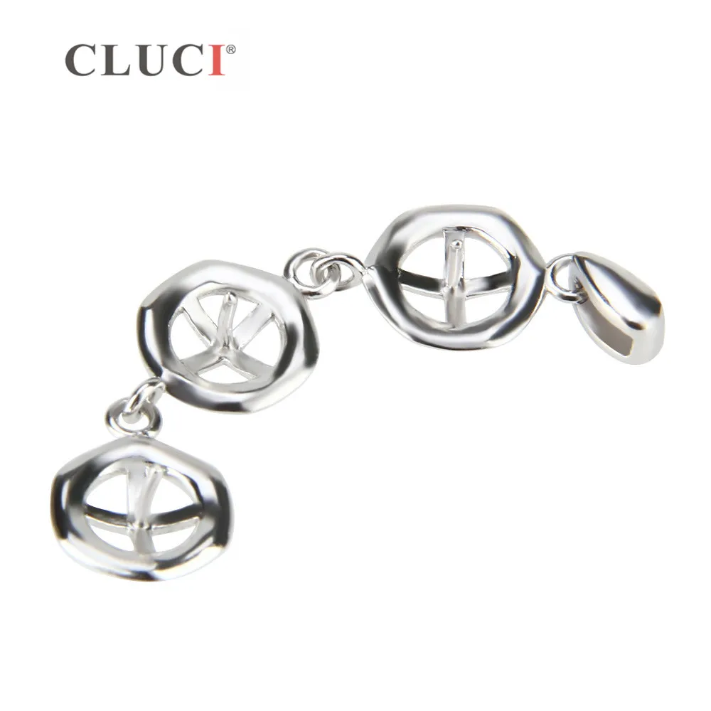 Pendant Necklace Silver Pendant CLUCI Design Style Pendant can stick 3 pearls Fashion Sterling Silver Women's Pendant for Wedding Jewelry Valentine GIFT SP158SB
