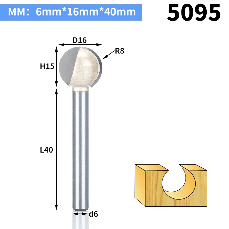 HUHAO 1 шт., 3 мм, 6 мм, хвостовик, круглая резьба по дереву, резьба по дереву, деревообработка, круглый 3D гравировальный нож - Длина режущей кромки: 5095