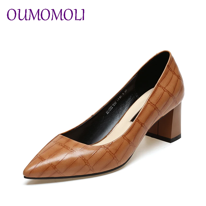 

First layer cowhide Genuine Leather inside Low Heels Women Pumps Stiletto Women's Work shoe Pointed Toe size 34-39 d750