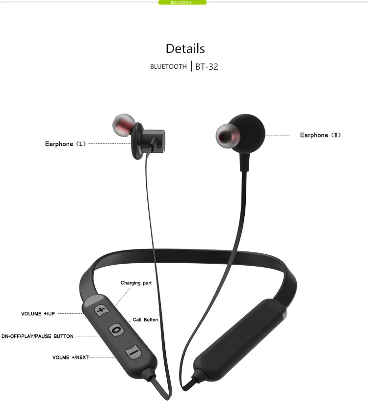 Volemer Bluetooth Earphone Magnetic Wireless Sport Neckband Headphones With Mic  Headset Stereo Earbuds For Moblie Phone Xiaomi (13)
