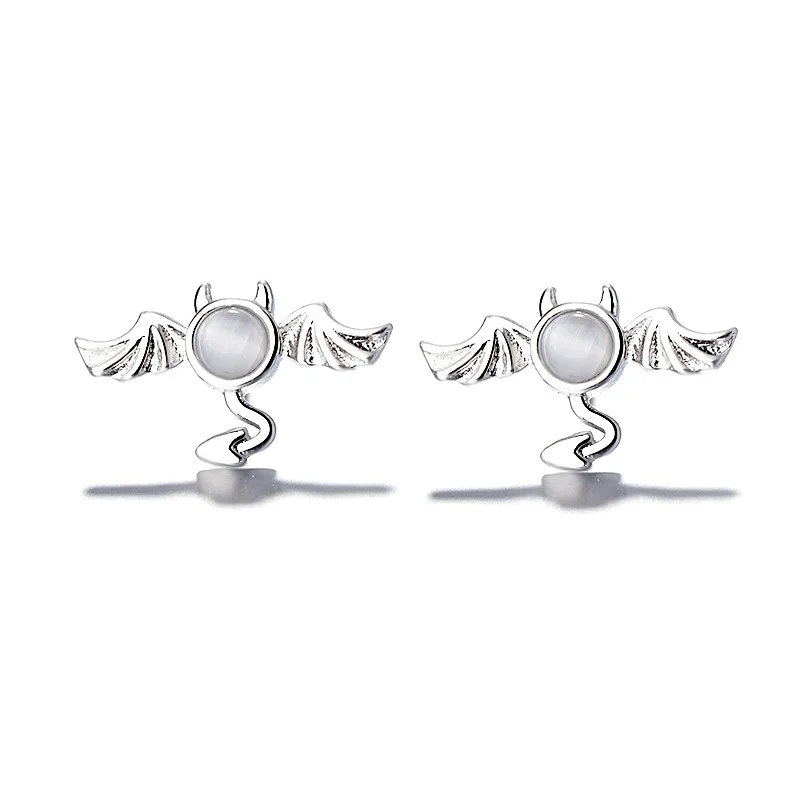 

Factory price Silver Micro Inlay Zircon Personality Bat Animal S925 Stud Earrings For Women Jewelry