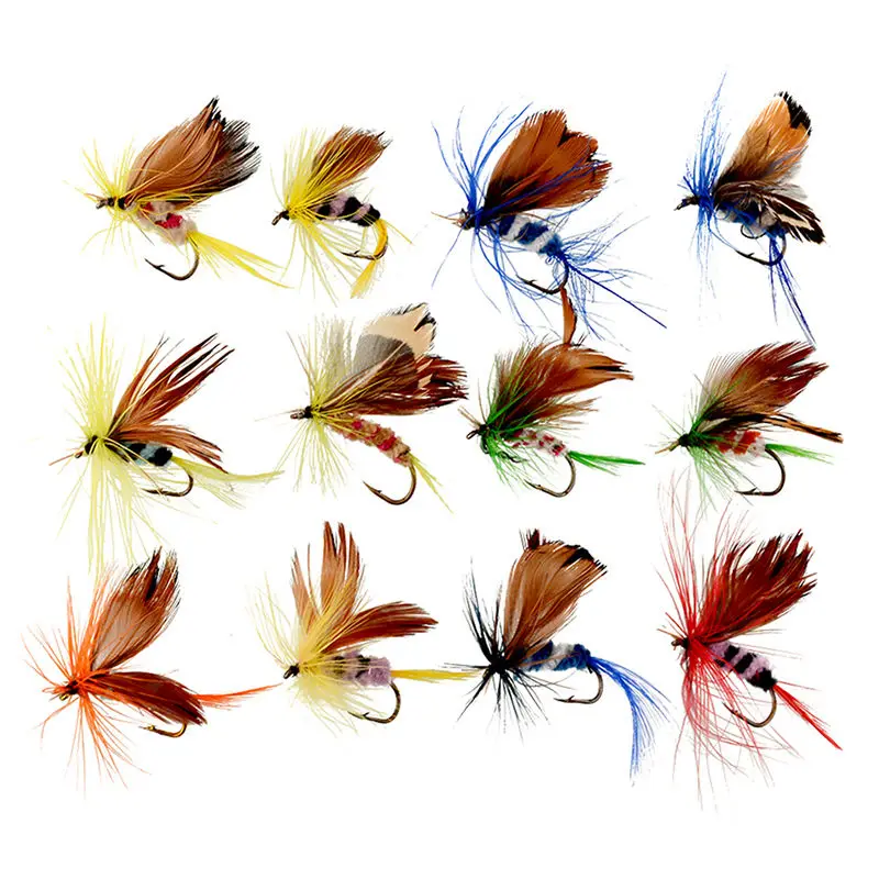

12Pcs Set Insects Flies Fly Fishing Lures Sharpened Crank Hooks Bait Fish Tackle