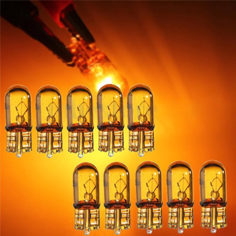 10pcs/lots T10 168/W5W 5W Halogen Car Globe Front Sidelight Headlight Bulb Yellow