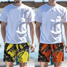 INCERUN Summer Camouflage Shorts New Fashion Men Comfortable Straight Casual Hiphop New Pants Printed Pantalones Hombre 5XL