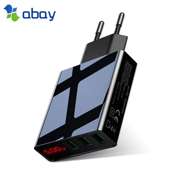 

Universal 3A LED Display EU 3 Port USB Charger Mobile Phone USB Charger Fast Charging Wall Charger For iPhone Samsung Xiaomi
