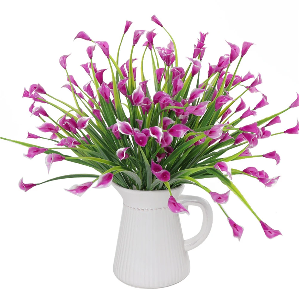 

5 Heads Artificial Calla Flower Bouquet Plastic Simulation Flower with Leaf Home Room Christmas Decoration
