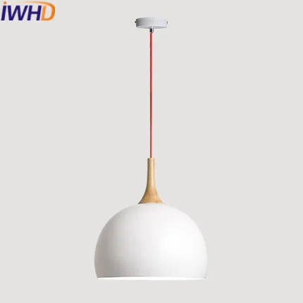 Iwhd hierro lampara madera luz pendiente moderna fixures hogar Iluminación LED lámpara colgante dormitorio cocina Sala madera iluminacion