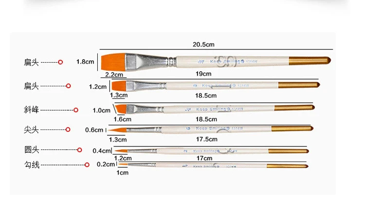 6 шт Акварельная гуашь для рисования, нейлоновая ручка для волос, деревянная ручка, золотой хвост, набор кистей для рисования, ручка для рисования для детей, инструмент для рукоделия