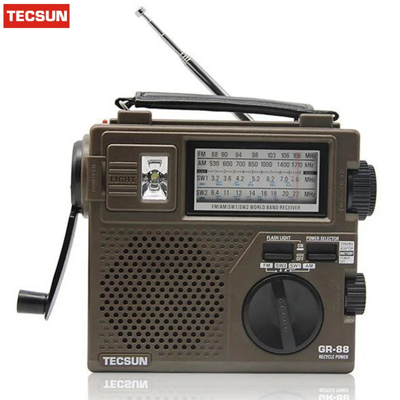 Оригинальный цифровой радиоприемник TECSUN GR 88 аварийное освещение радио динамо со