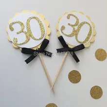 Золотой кекс Toppers Пользовательские цифры празднования дня рождения, Юбилейный выпуск. Элегантный и стильный свадебный торт Топпер