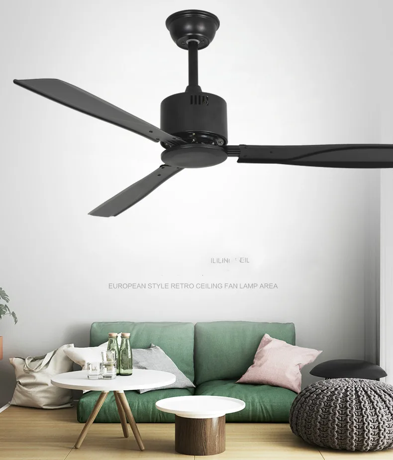 

220V 65W 52inch ceiling fan Electric fan Cold rolled steel three wind speed adjustment Pure copper motor iron leaf