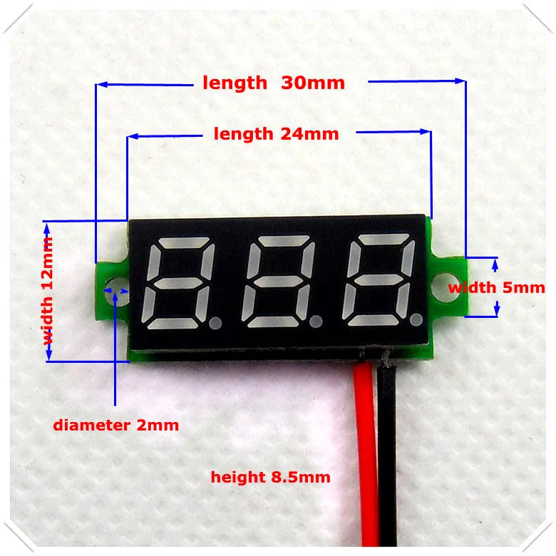 micro 3 digits 0.28" LED DC2.7-30.0V variable precision GREEN Digital voltmeter 
