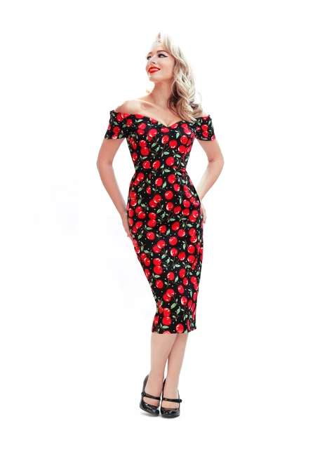 Vestido de tubo vintage de los años 50 para mujer, pinup clásico vestido  rojo, vestidos de talla grande - AliExpress