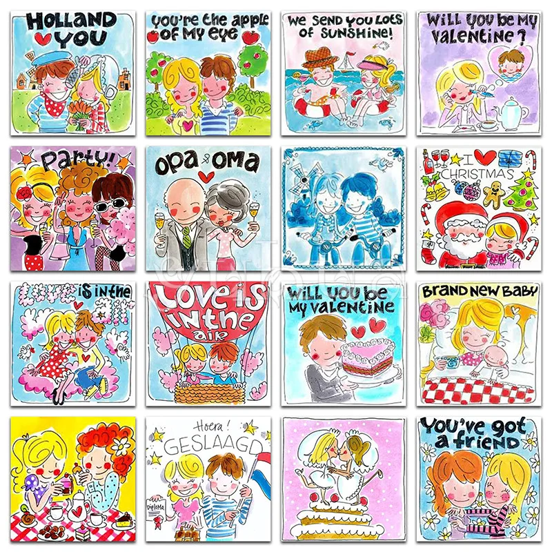 

5D DIY Diamond painting Cross stitch Blond Amsterdam Full Round Diamond mosaic Cartoon Full Square Diamond embroidery girl boy @