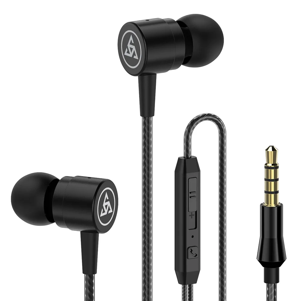 3.5mm in-ear metal earphone line control ear pieceswith wheat ear bass earbuds noise reduction universal mobile phone headset