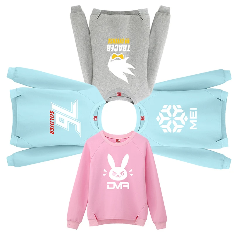 

2017 Autumn D.va Crewneck Sweatshirt Women D.va Long Sleeve Pullover Dva Tracer Mei Soldier 76 Ultimate Cotton Sweatshirt