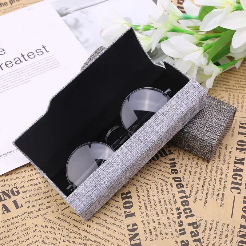 

Retro Square Glasses Box Sunglasses Linen Folding Eyewear Case Optical Handmade Storage Glasses Case
