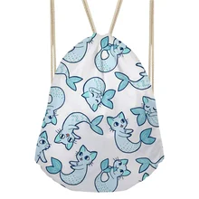 THIKIN Русалка кошка печать Портативный пляжный рюкзак для девочек мода путешествия хранения пакет школьный рюкзак из полиэстра Mochila