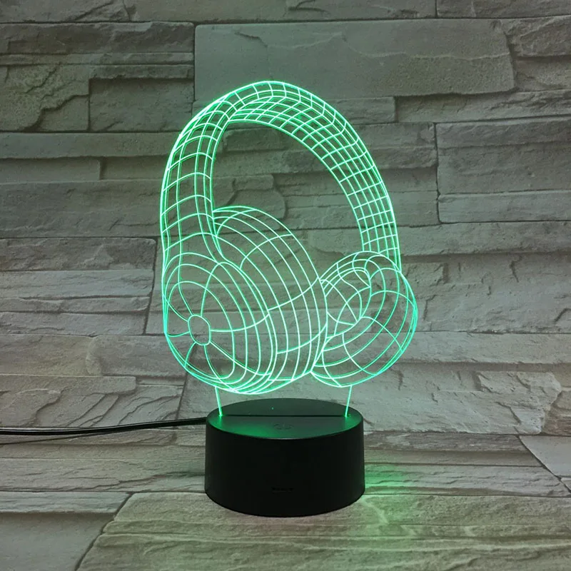

Headset USB 3D LED Night Light Lampara Multicolor RGB Boys Child Kids Baby Gifts earphone Atmosphere Table Lamp Bedside neon