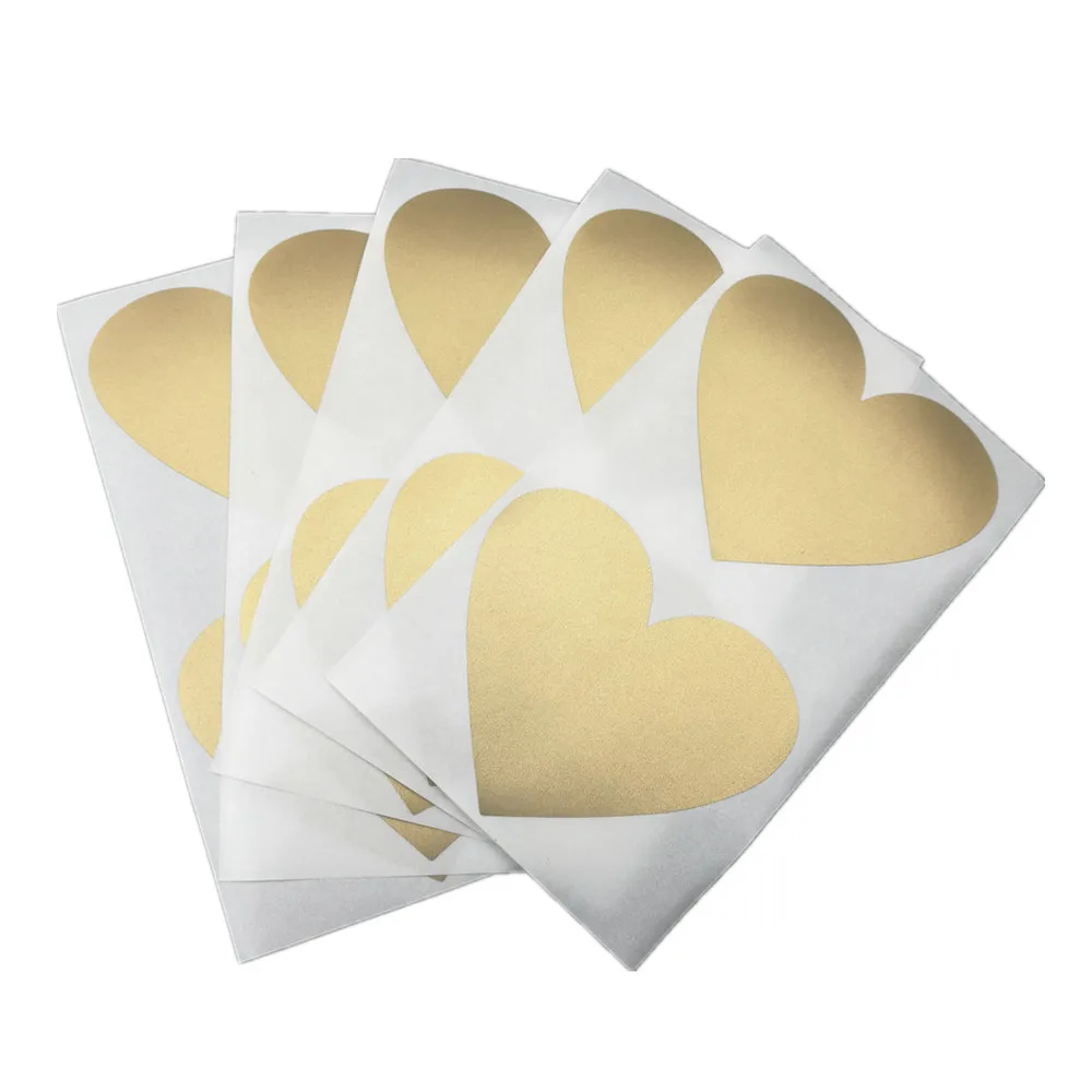

50pcs Scratch Off Stickers Label 60x70mm Gold Love Heart Shape For Games Wedding