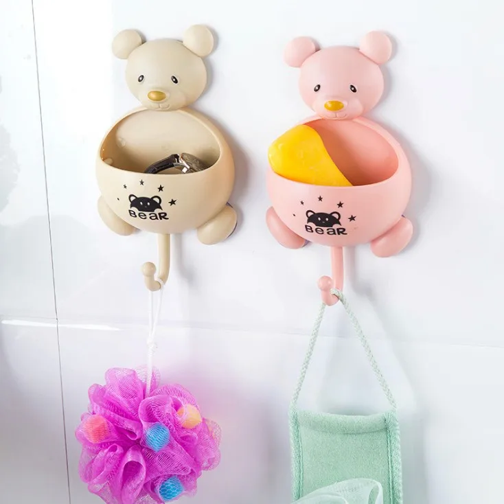 

Soap Holder Hook Mouse Design Wall Mounted Suction Cup Storage Rack Container for Bathroom Kitchen Office