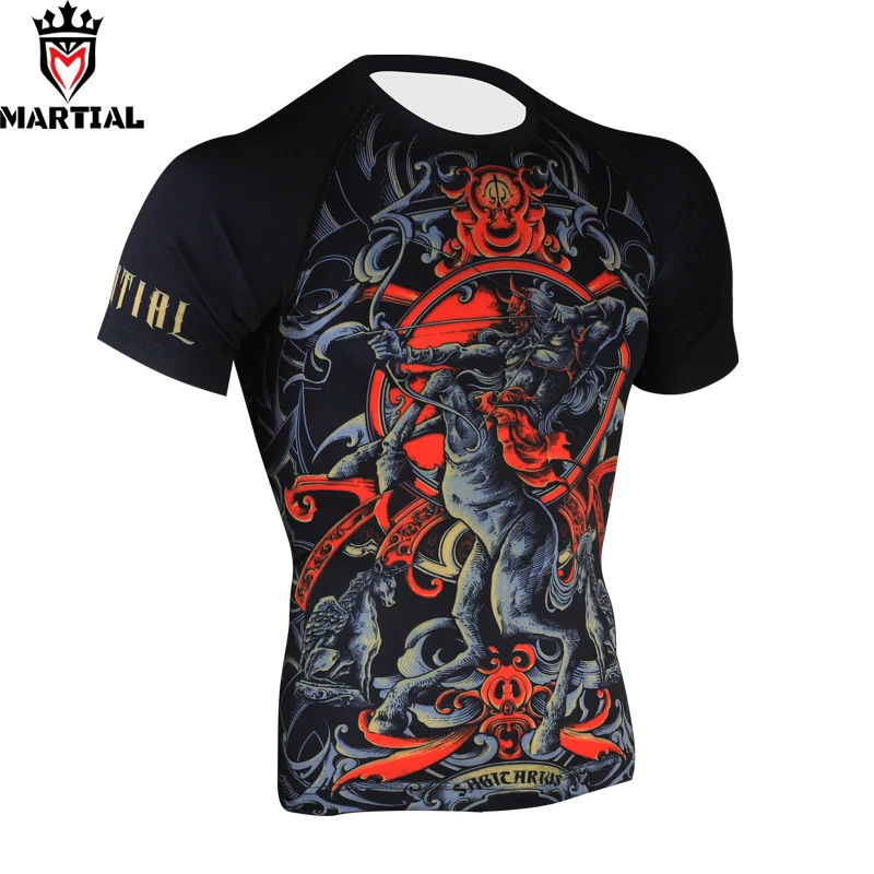 Боевые: Стрелец оригинальная Мужская рубашка с принтом rashguard для смешанных