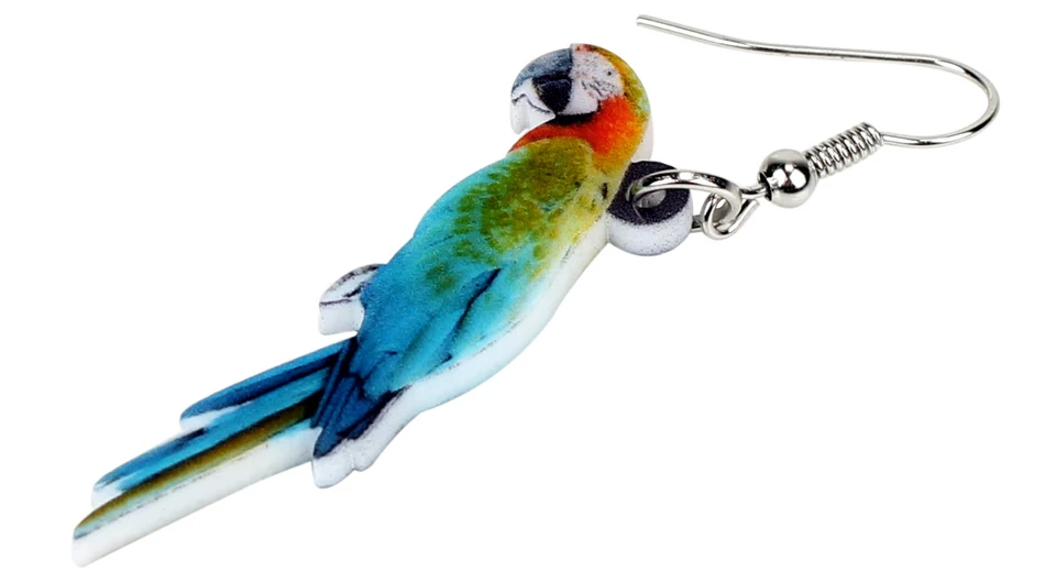 Bonsny Акриловые Красочные Отдых Macaws попугай серьги в виде птиц большие длинные висячие капли тропические животные ювелирные изделия для женщин девочек подарок оптом