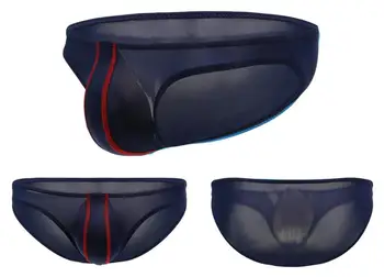 

Sexy Gay Underwear Men Briefs Shorts Ice Silk Panties Man Breathable Low Waist U Convex Pouch Underpants Cueca Men's Innerwear