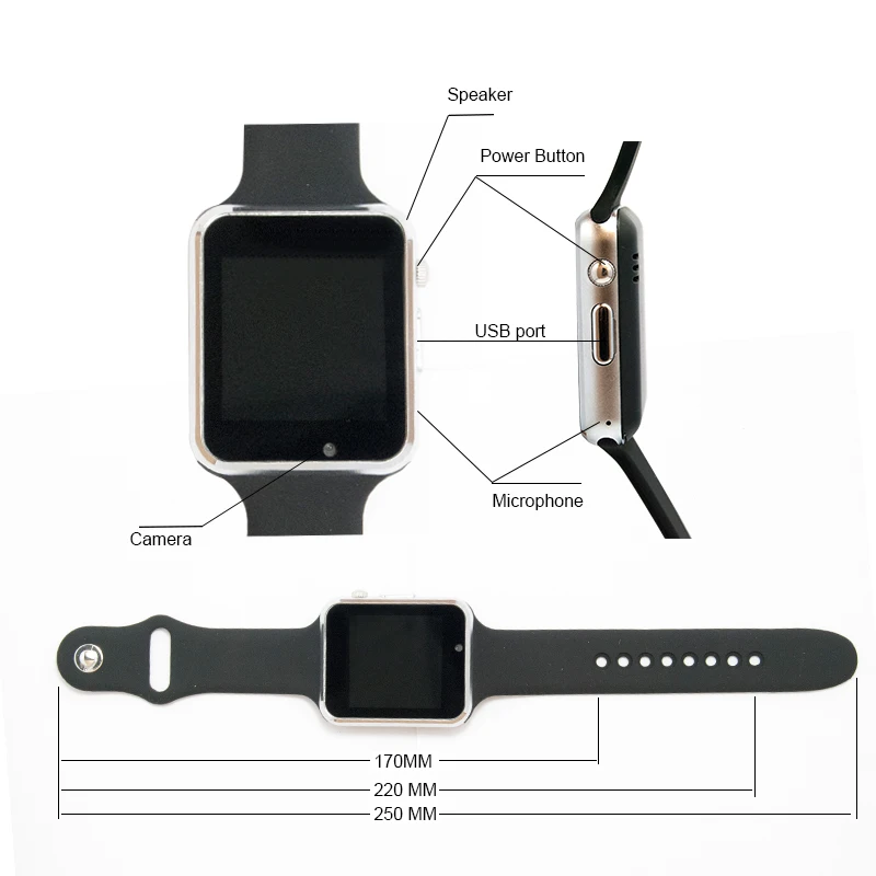  Tinymons Wrist Watch Phone Bluetooth Smart Watches With SIM TF card Camera Intelligent Call Clock F - 32826380639