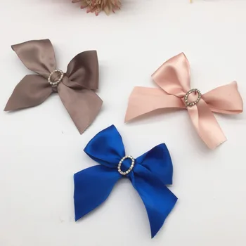 

10Pcs Bowknot Handmade Crystal Rhinestone Buckle with Satin Ribbon DIY Bows Ribbon For Wedding Birthday Invitation Decoration