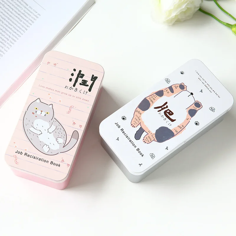 Japan Harajuku Double-layers Stationery Box Multi-purpose Storage Tin Cat Pattern Case Small Item | Дом и сад