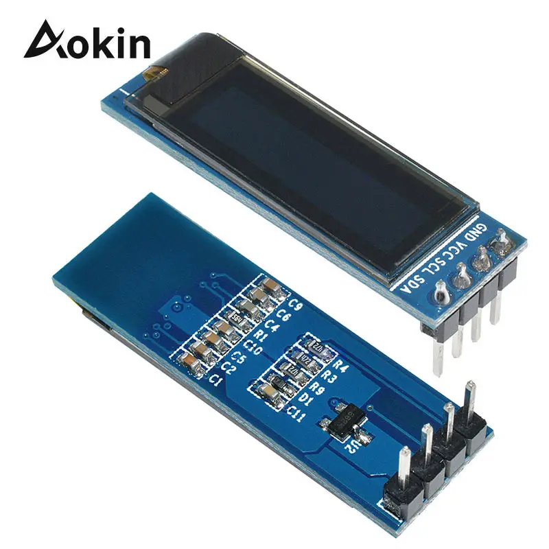 0 91 дюймов 128x32 IIC I2C синий OLED ЖК-дисплей DIY модуль SSD1306 Драйвер IC DC 3 В 5 для Arduino PIC |
