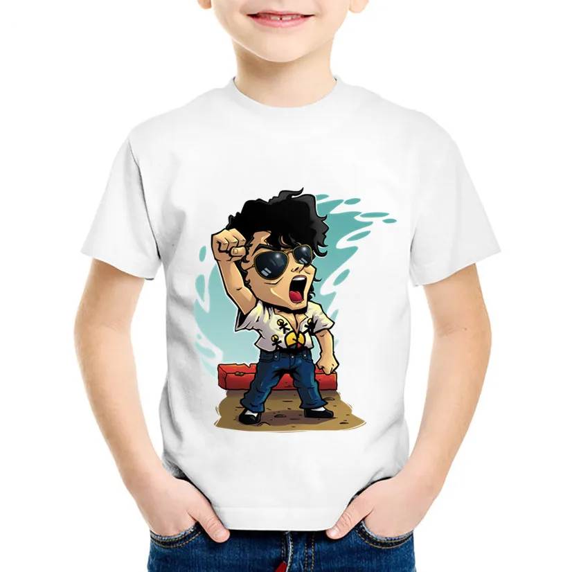 Children Cartoon Michael Jackson Funny T shirt Kids Rock N Roll Summer Tops Baby Boys/Girls Casual Clothes,HKP5144