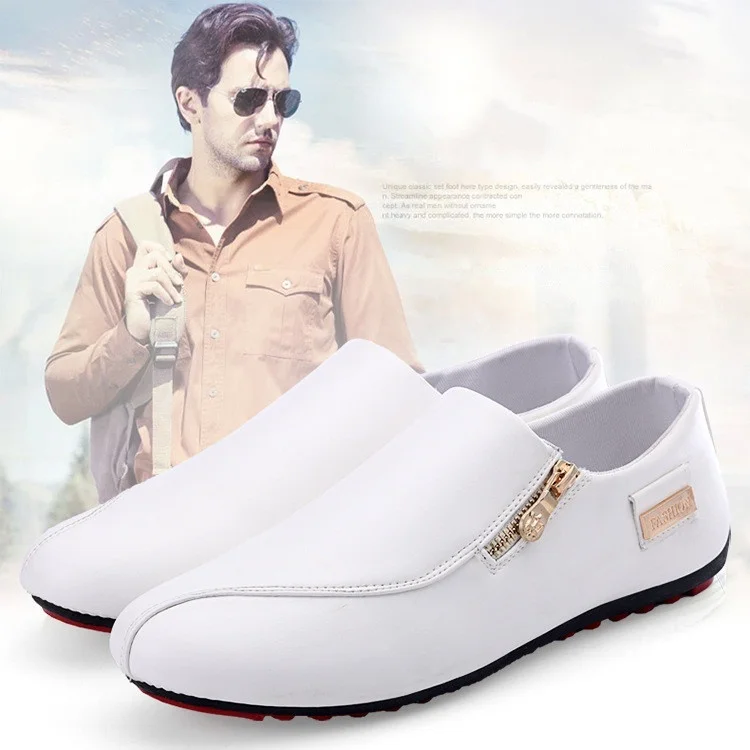 

Sycatree New England Men's Leather Casual Shoes Breathable Sneakers White Recreational Leisure Shoes Outdoor Business Shoes