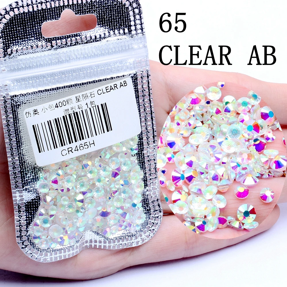 Смешанные размеры 400 шт./упак. все AB Цвета Hotfix Flatback Стразы для ногтей Rhinestoens для дизайна ногтей 3D украшения для ногтей украшение драгоценных камней - Цвет: CLEAR AB