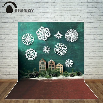 

Allenjoy photography backdrop Snowflakes Pine Wooden house Christmas background photo studio new design camera fotografica