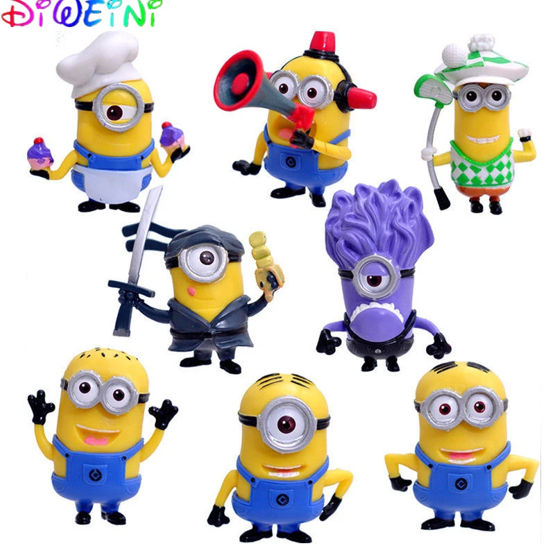 

DIWEINI (8pcs/lot) Despicable Me 3 Minion Miniature Figurines Toys Cute Lovely Model Kids Toys 3-6cm PVC Anime Children Figure