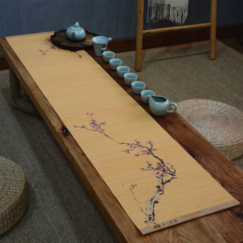 

Bamboo Cup Mat Kung Fu Tea Accessories Weaving Heat Resistent Table Placemat Tableware Pad Waterproof Coffee Tea Place Mat