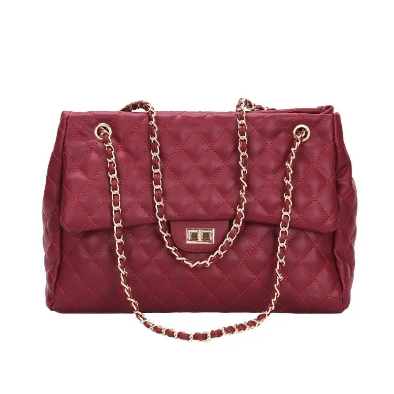Повседневные женские сумки, дизайнерские брендовые сумки, Роскошные Сумки из искусственной кожи с цепочкой, большие сумки через плечо для женщин - Цвет: Красный