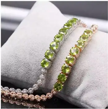 

Free shipping Natural and real Peridot 925 sterling silver Fine jewelry gems 6mm 8pcs