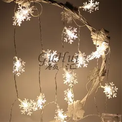 Рождество украшения 20 светодиодов Романтический белый снежинка строки зимние окна гирлянды ночь Открытый Свадебная вечеринка орнамент
