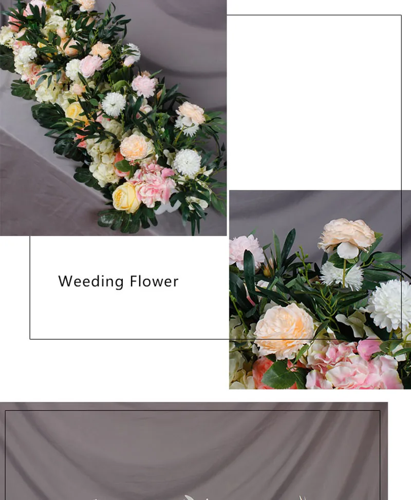 Flone 50cm Artificial Silk Rose Flower Row For Pink Wedding Decoration Arch Road Lead Window Party Decor Fake Flowers Home Art (10)