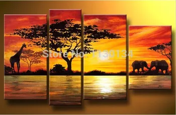 

Diy Diamond Painting Square Drill Full Embroidery Resin Diamond Home Decoration African Elephant Decor Giraffe Sunset