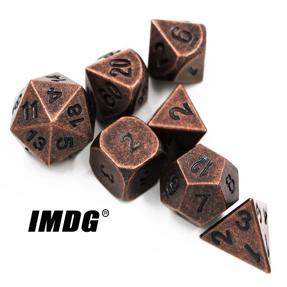 IMDG 7 шт./компл. Творческий RPG игра в кости многогранник металлические игральные кубики DND различные красные Медь цифровой игра в кости
