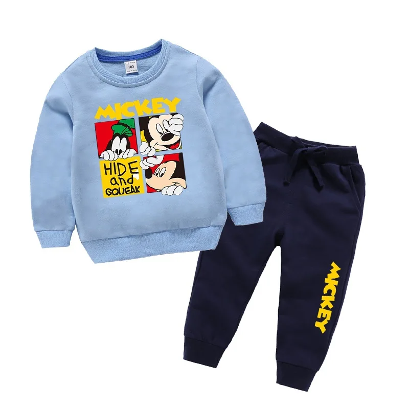 Модный тренд, Новогодняя одежда для мальчиков и девочек осенне-зимний детский комплект со свитером с Микки и Минни, Детский костюм детский комплект из двух предметов