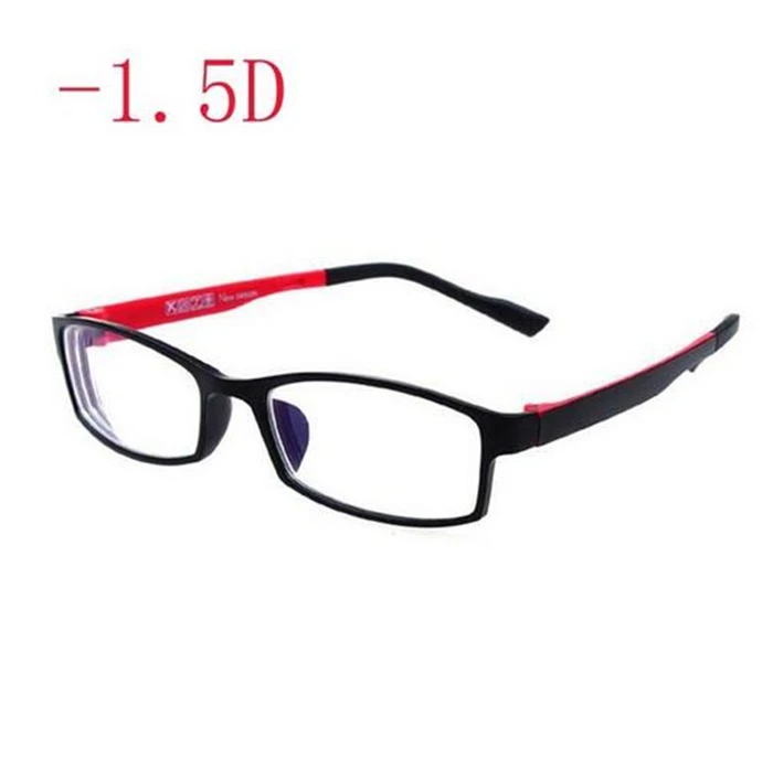 1-1,5-2-2,5-3-3,5-4 квадратные готовые очки для близорукости для женщин и мужчин винтажные ПК близорукие черные оправы красная нога - Цвет оправы: Red myopia 150